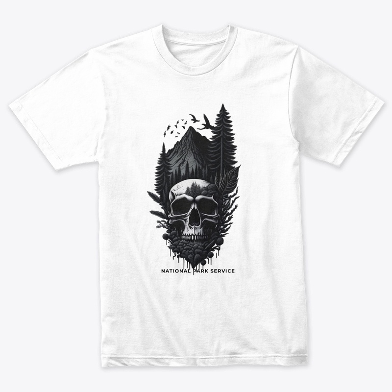 National Parks Black and White Skull tee