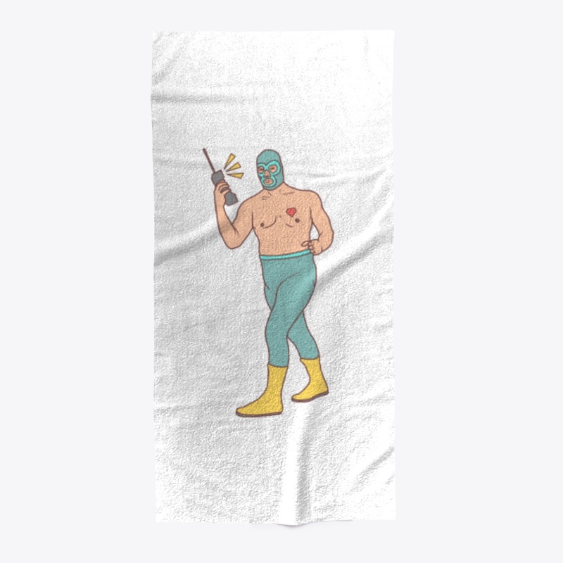 Masked wrestler with phone
