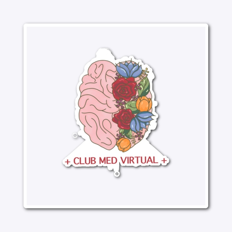 'Club Med Virtual' White Floral Sticker