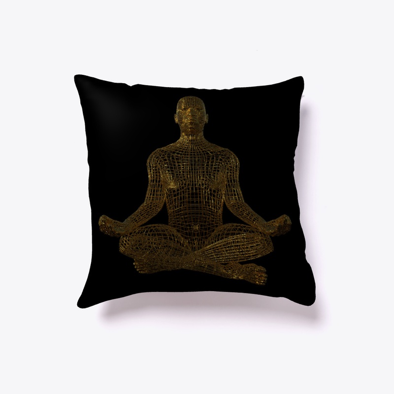 Body in meditation, made of golden mesh