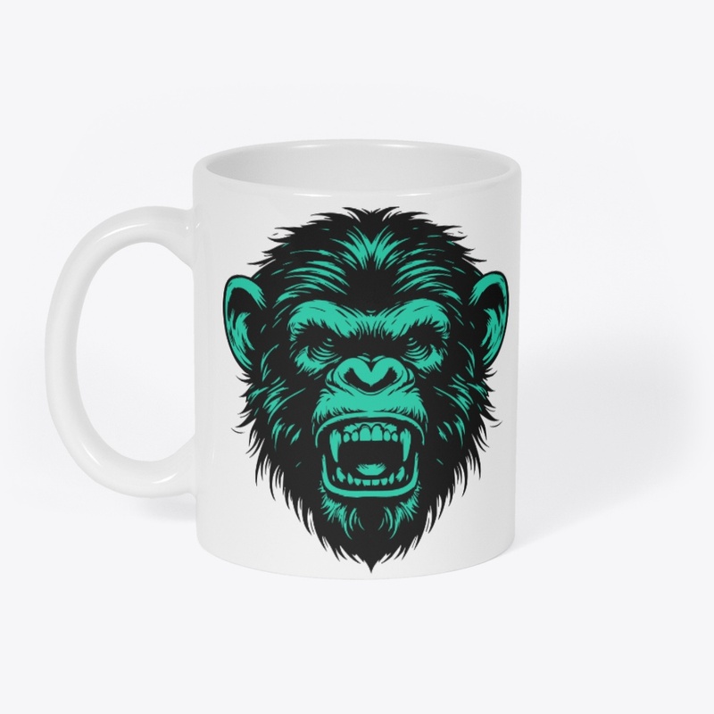 Angry Chimpanzee Head Art