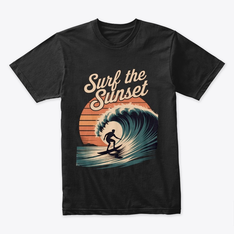  Surf the Sunset graphic tee, surfing