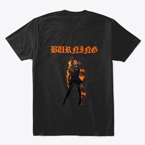Burning T Shirt. Black T-Shirt Back