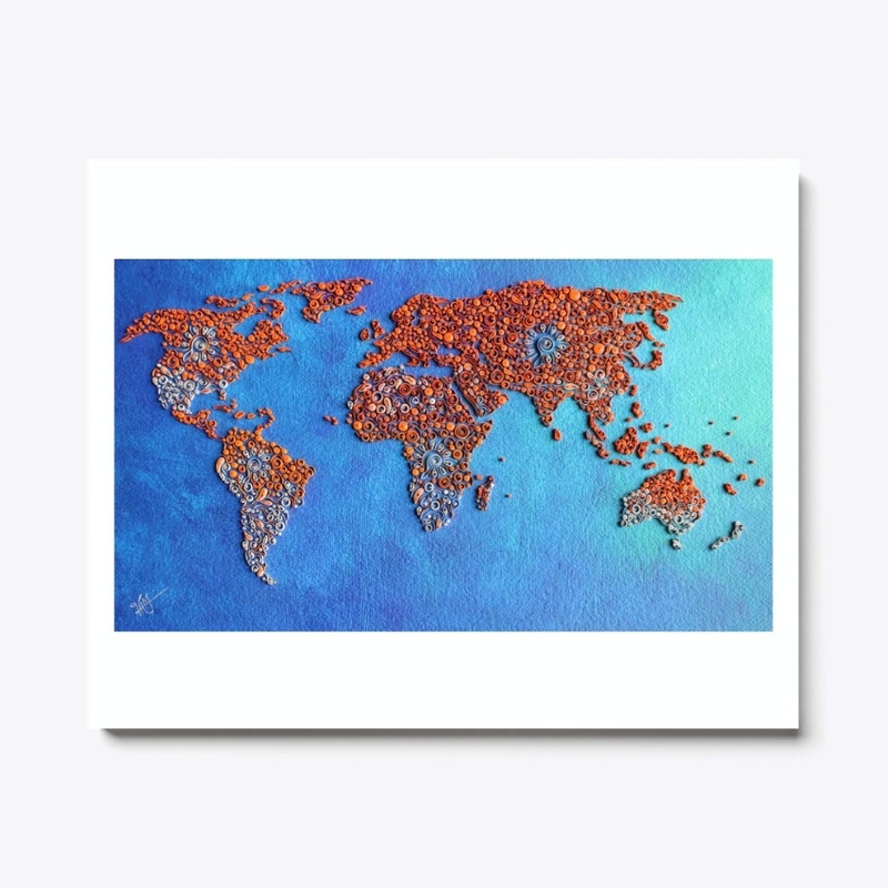 World  Map in Paper quilling design