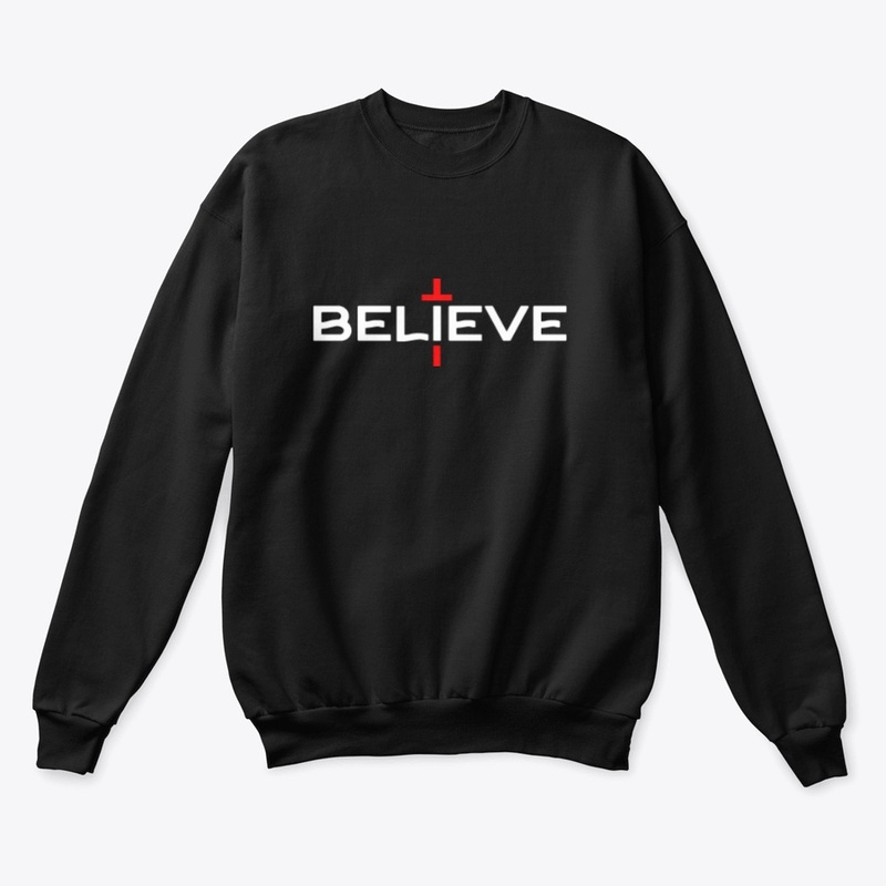 BELIEVE - White with Red Cross