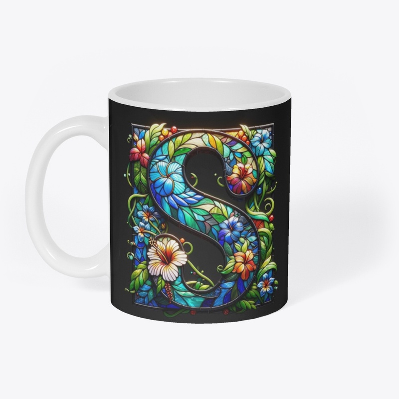 Dāvana ar iniciāli S Jūgendstilā (melna)