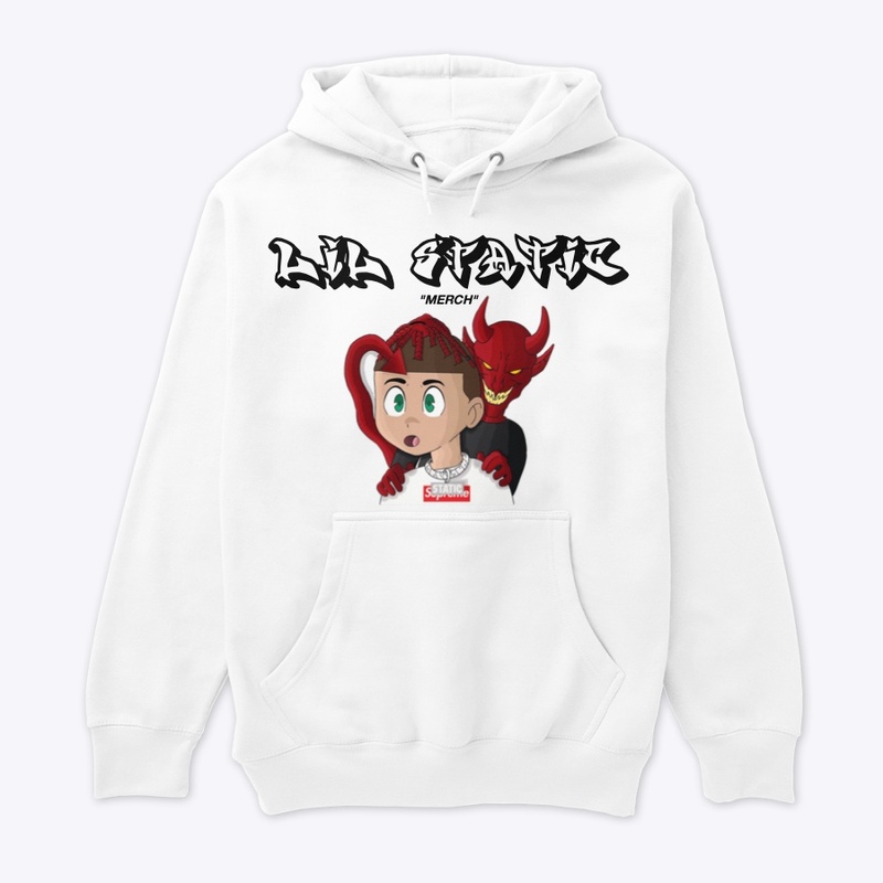 LIL STATIC "DEMONS" GRAPHIC HOODIE WHITE