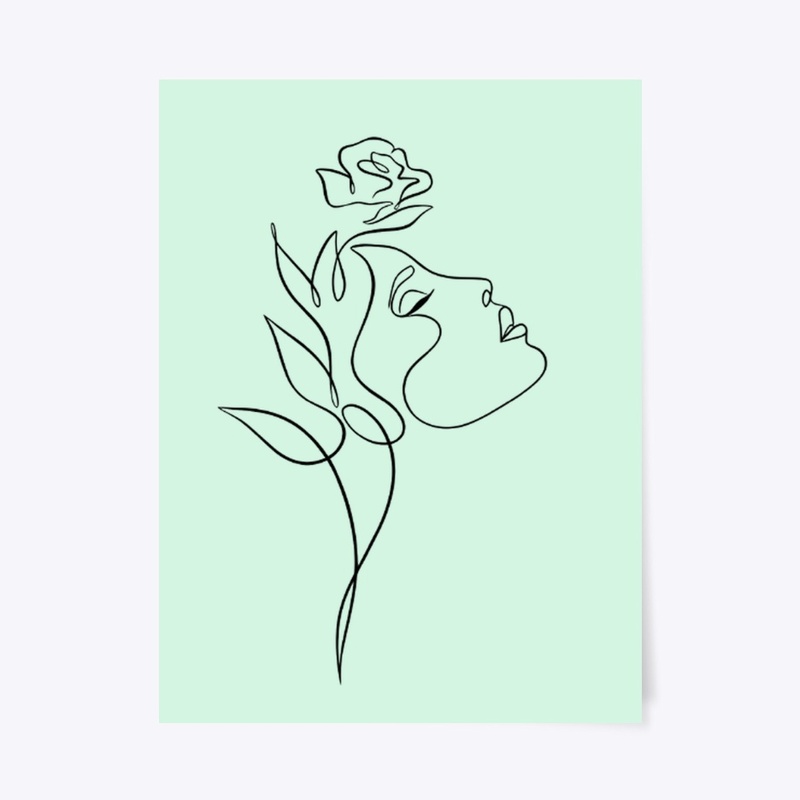 one line girls and flowers