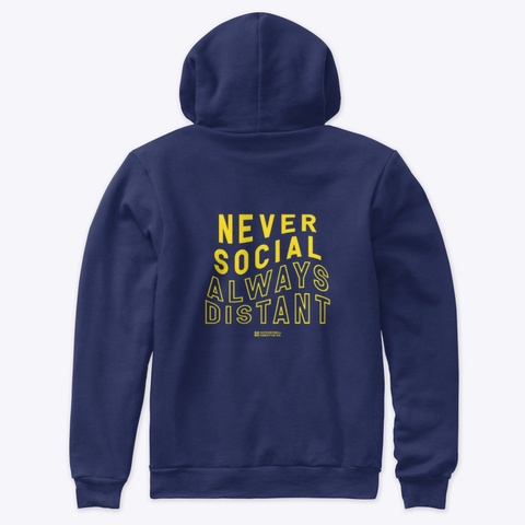 Social Distant Hoodie Navy T-Shirt Back