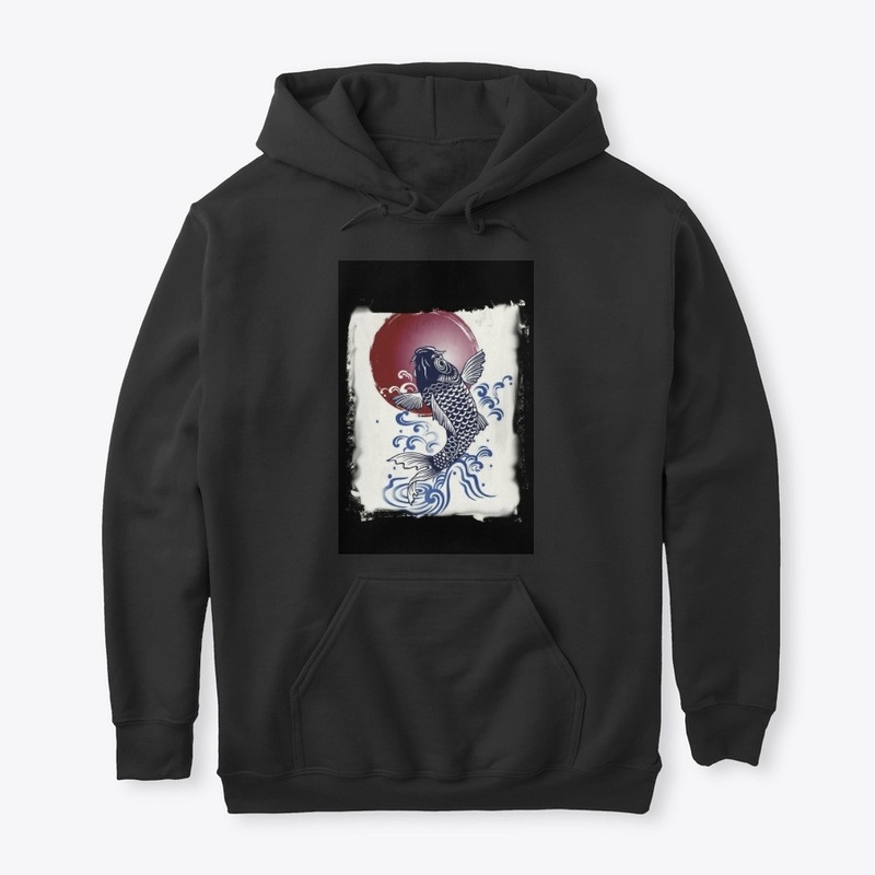 koi blue red t shirt