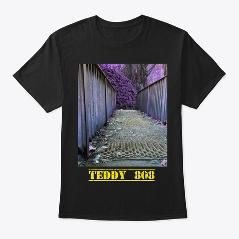 Teddy 808 Walk The Garden. Black T-Shirt Front