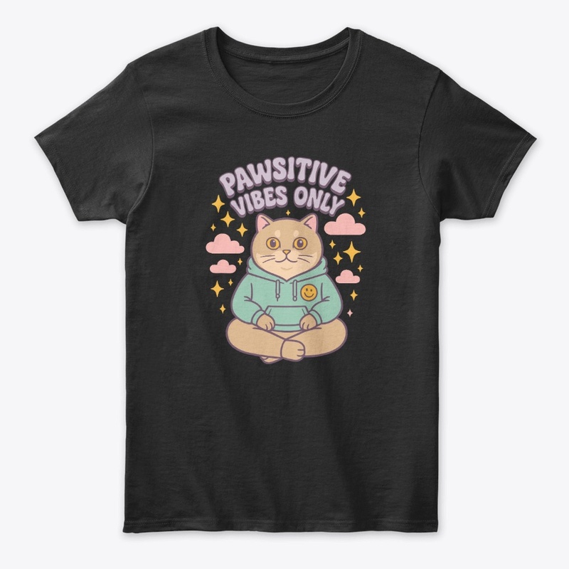 Pawsitive Vibes Only Meditating Cat Tee