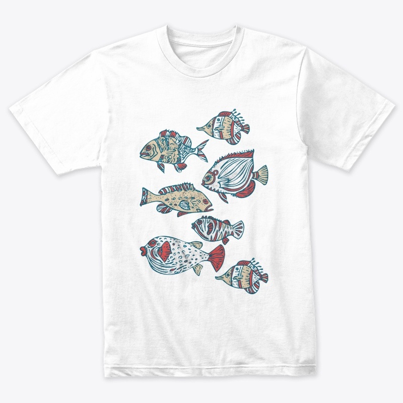 Linocut Tropical Fishes
