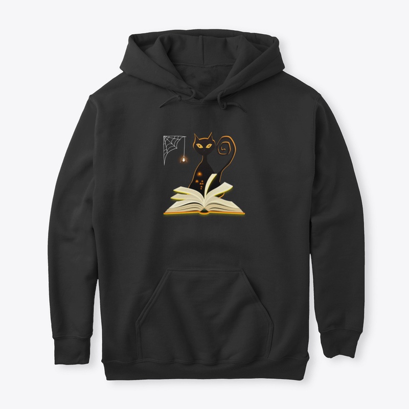 Black Cat Reading Book Halloween T Shirt