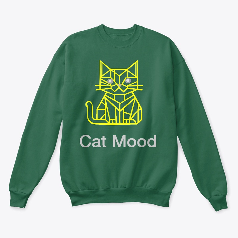 Cat Mood Geometric Neon Line Art T-Shirt