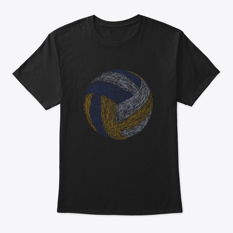 Scribble Volleyball Black T-Shirt Front