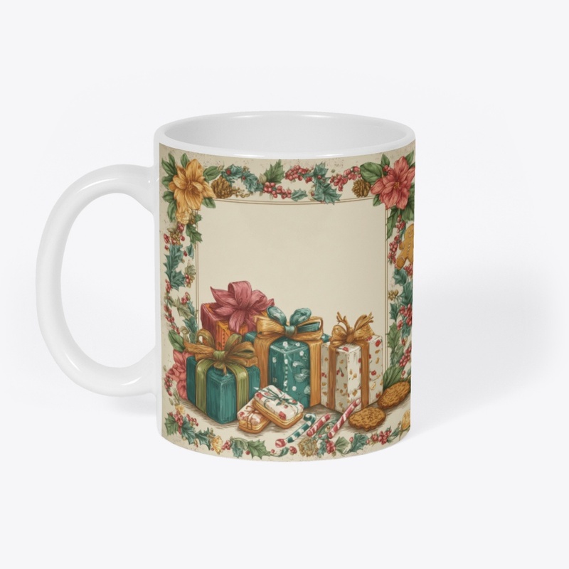 Christmas Gifts Floral Frame Vintage