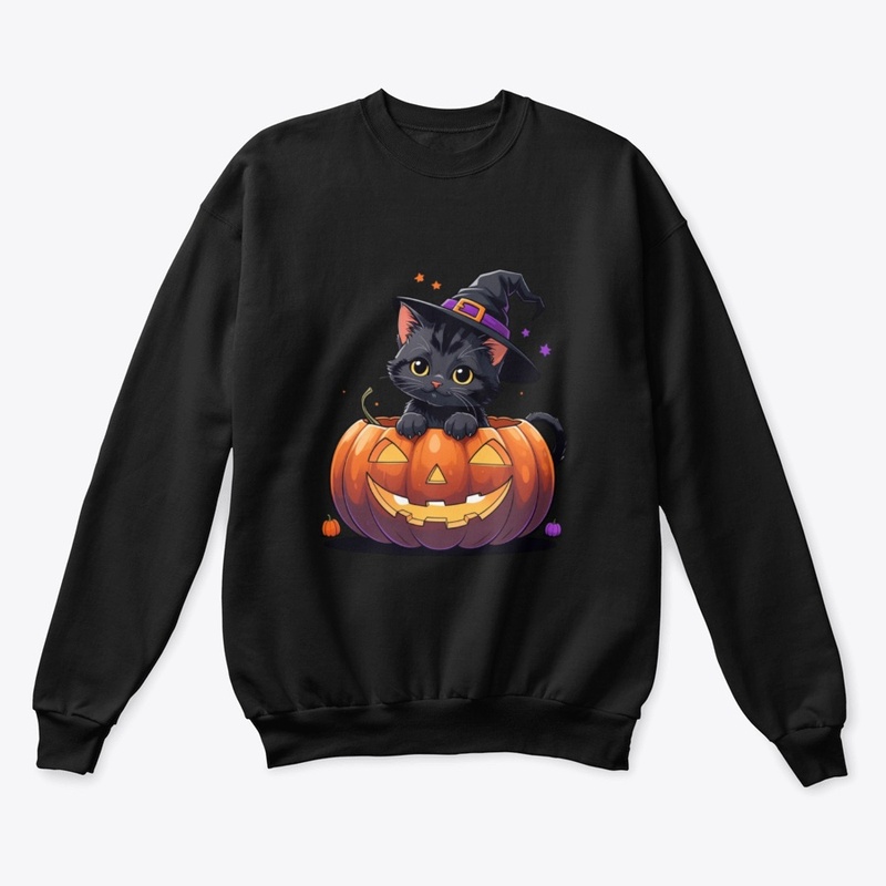 Cute Halloween Kitten in Pumpkin