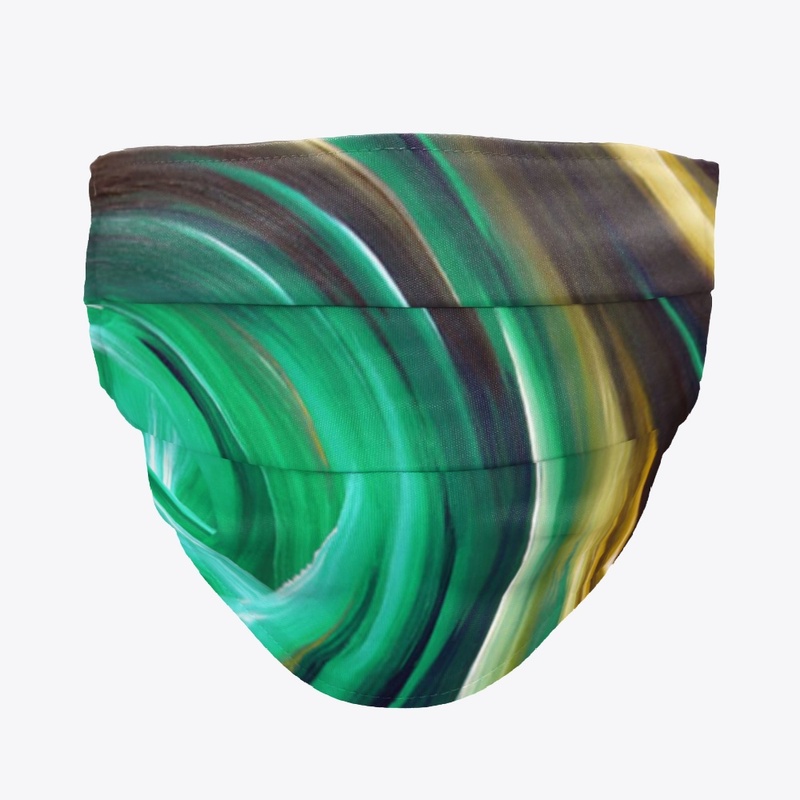 Abstract Art Green/Gold Face Mask