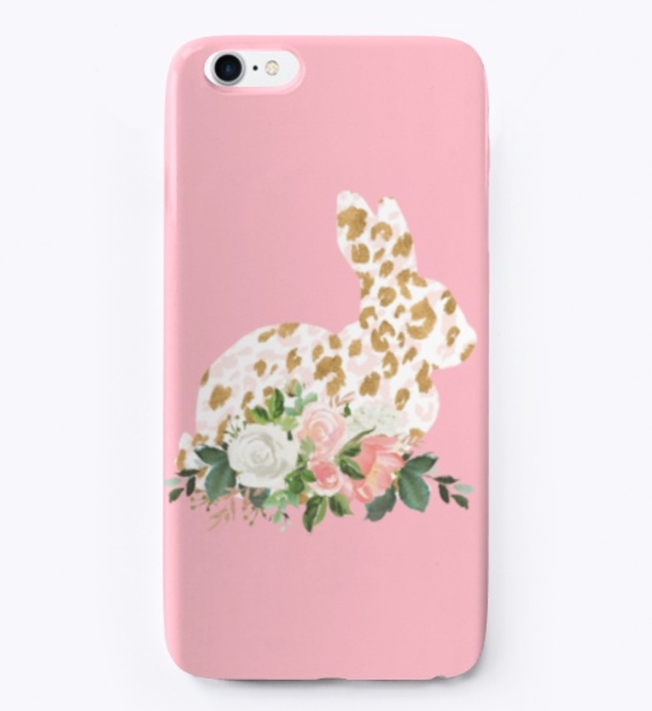 Leopard Print Bunny with Spring Flowers