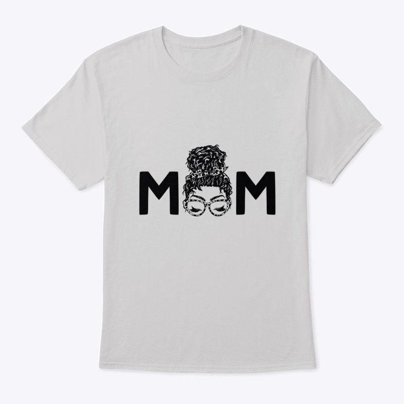 Mom curly hair messy bun cat eye glasses