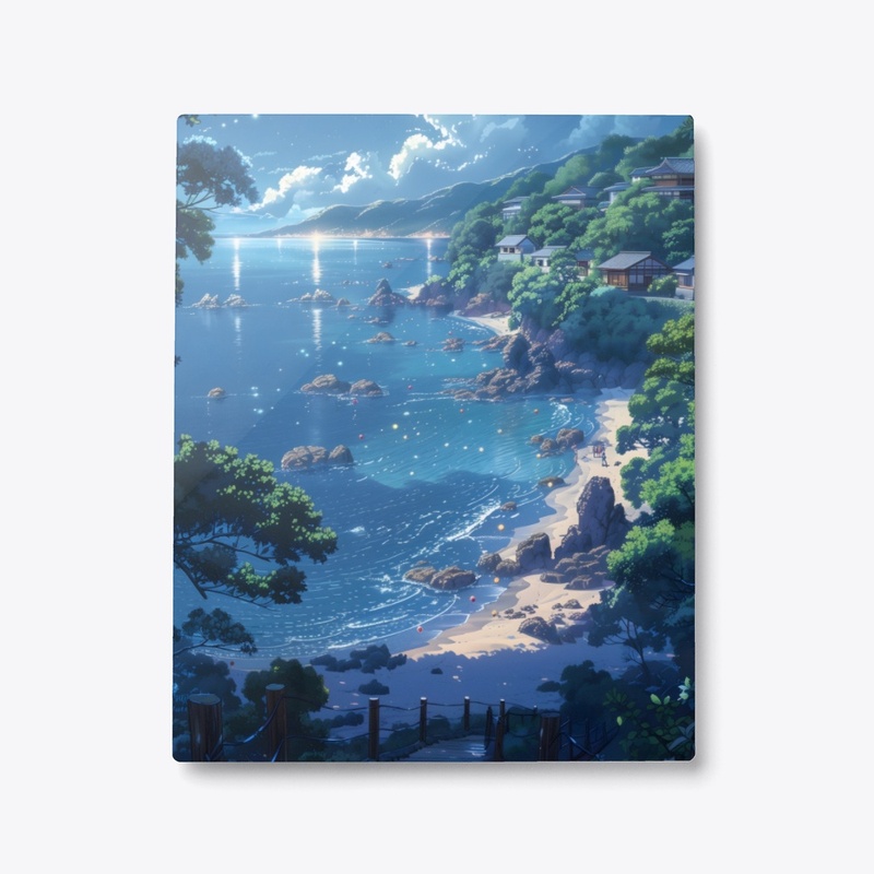 Metal Print Serene Coastal Nightscape