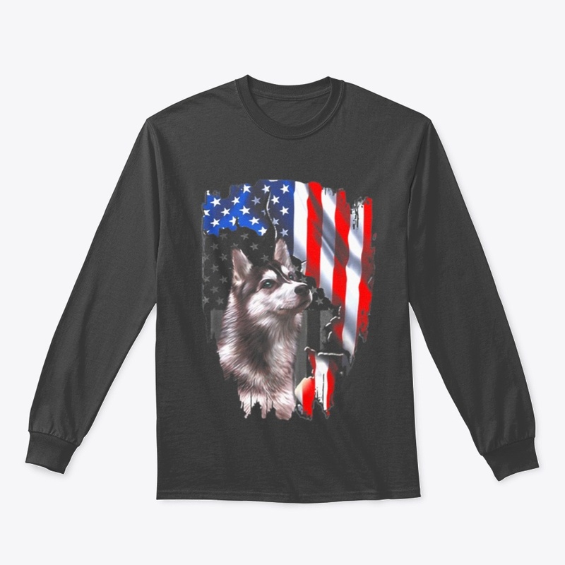 Siberian Husky American Flag Dog