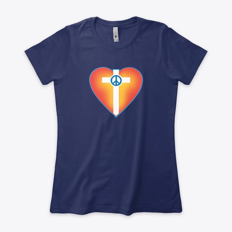 Peace on the Cross with Sunburst Heart