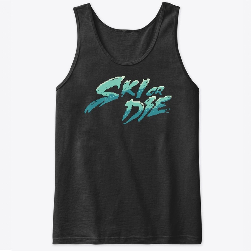 Ice Sunset Ski or die Pixel art Logo