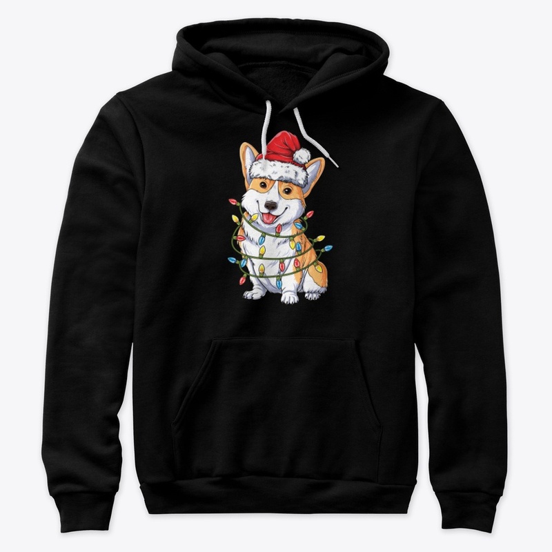 Corgi Santa Hat Xmas Lights Christmas