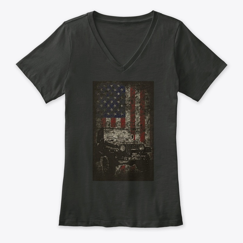 Jeeps American Flag Patriotic Retro 