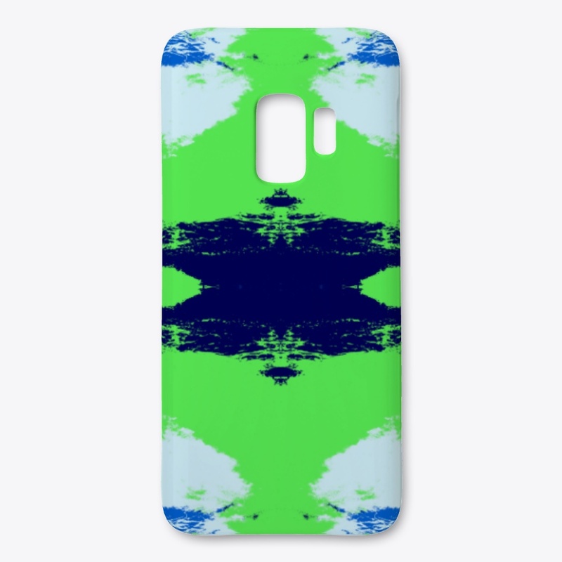 Abstract Green Blue Ink Blot Rorschach