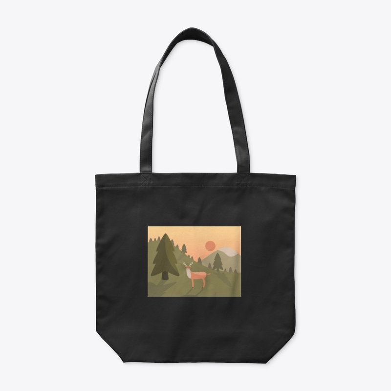 Landscape with deer tote bag