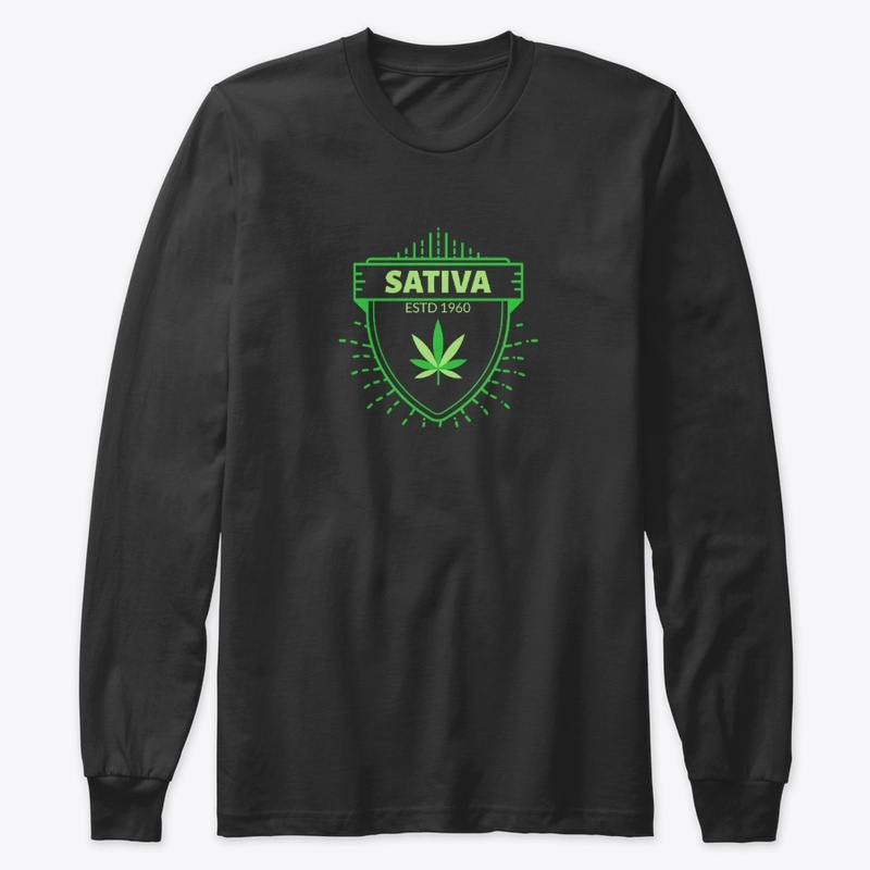 SATIVA ESTD 1960. Weed, Cannabis Leaf.