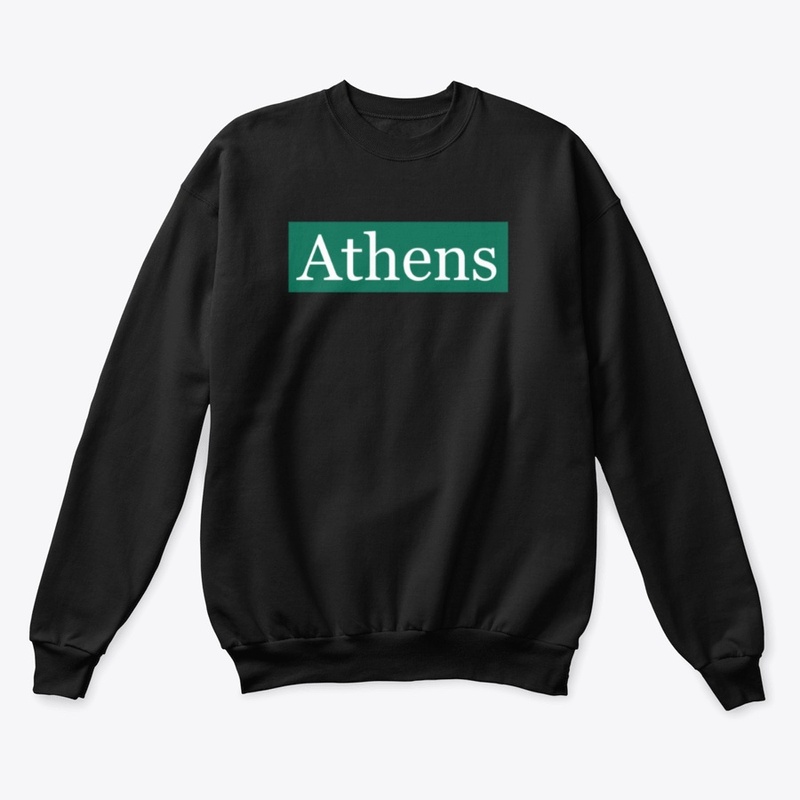 Athens Written in White on Green