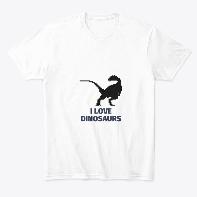 Pixel Art Dinosaur 6 White