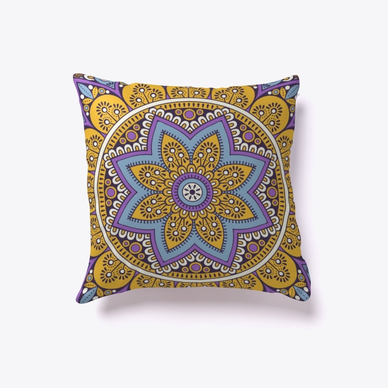 BohoChic Blue Flowers Mandala colorful