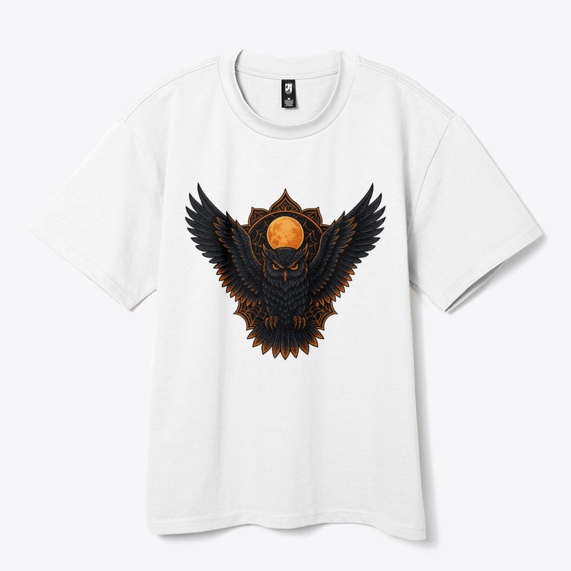 Midnight Owl Under the Blood Moon