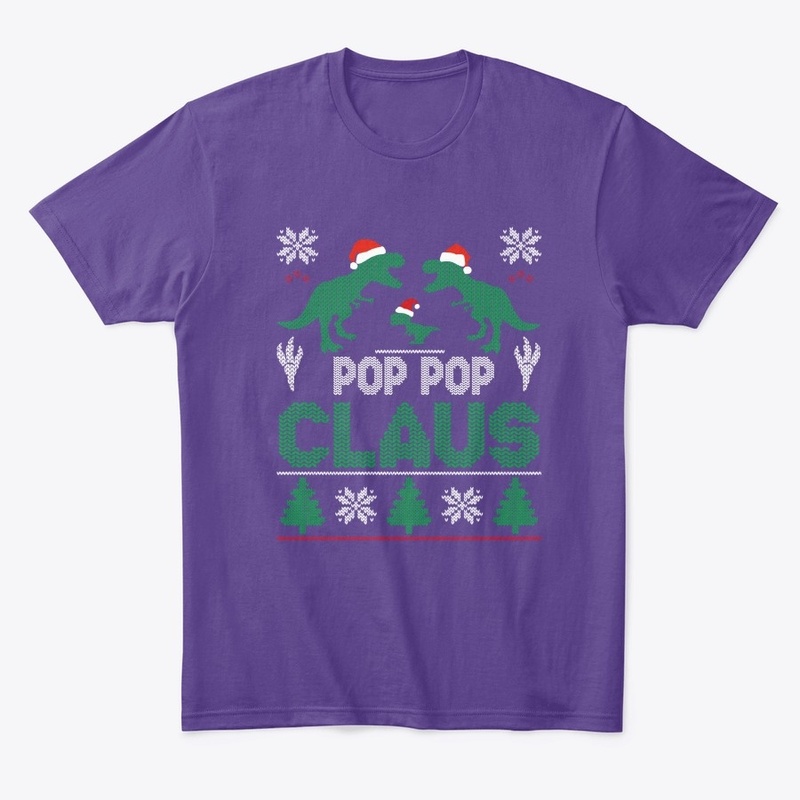 Pop Pop Claus T-rex Christmas Matching F