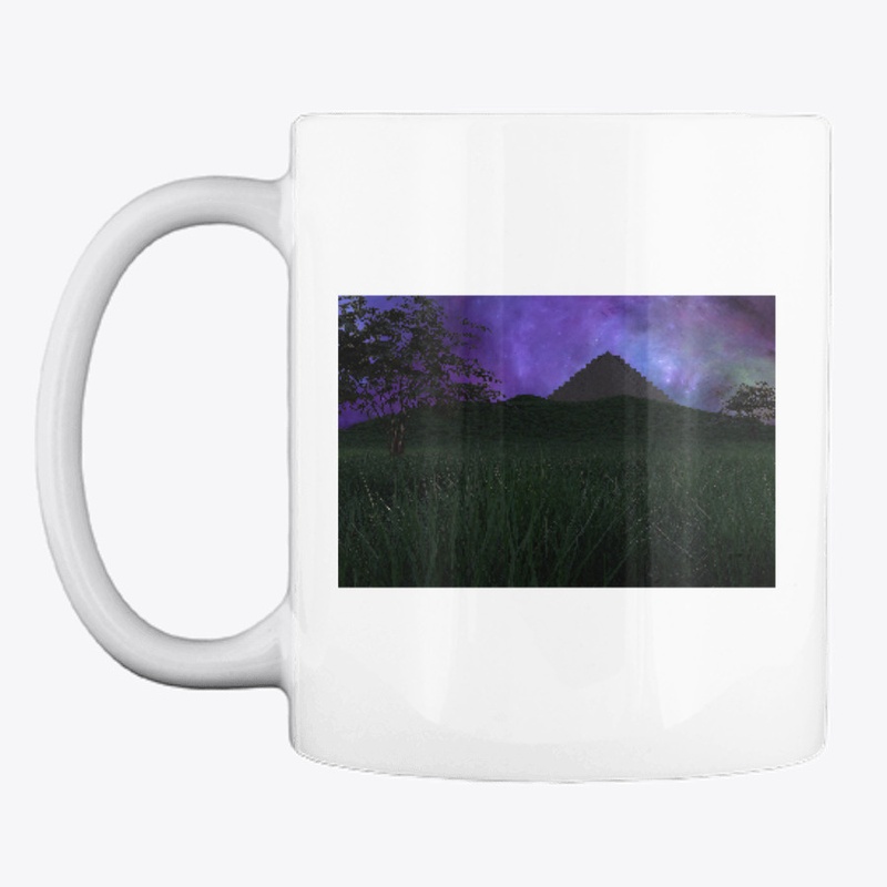 pyramid landscape and cosmos background