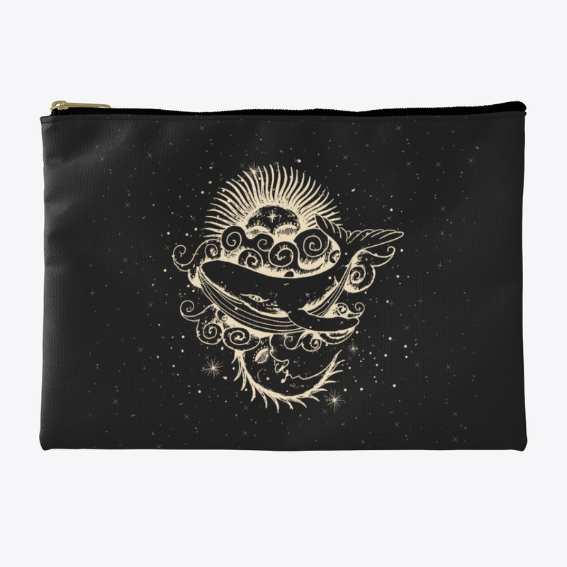 Abstract Cosmic Whale With Sun And Moon
