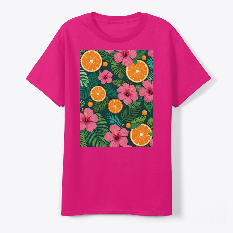 Tropical Hibiscus and Citrus Print
