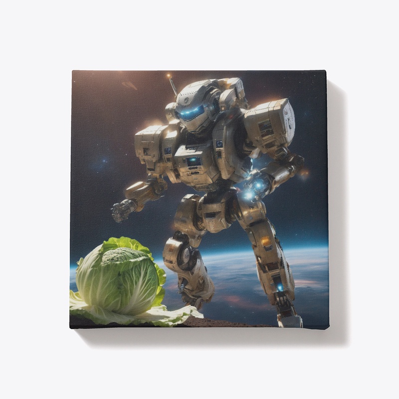 A robot with a cabbage