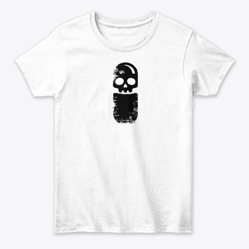 Black on White Pill Skull