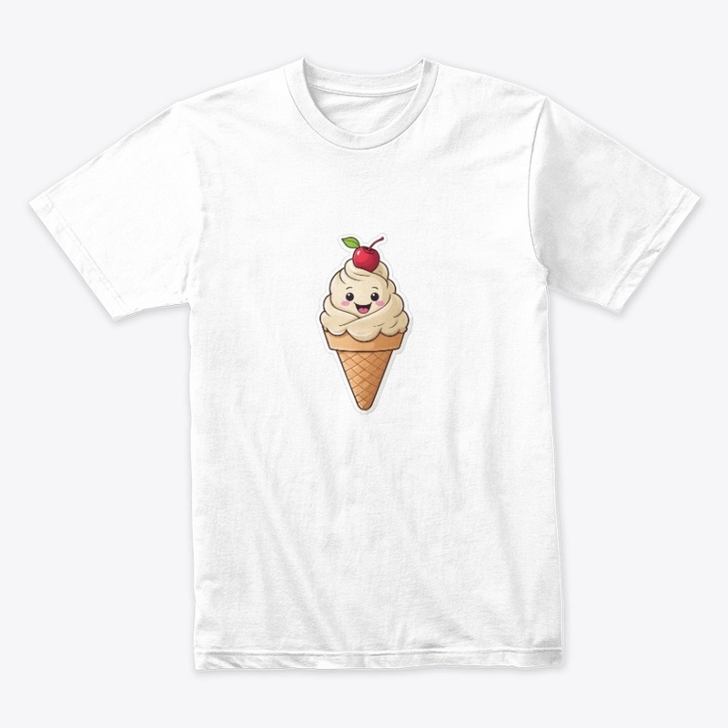 Waving Ice Cream Cute Minimal Art.