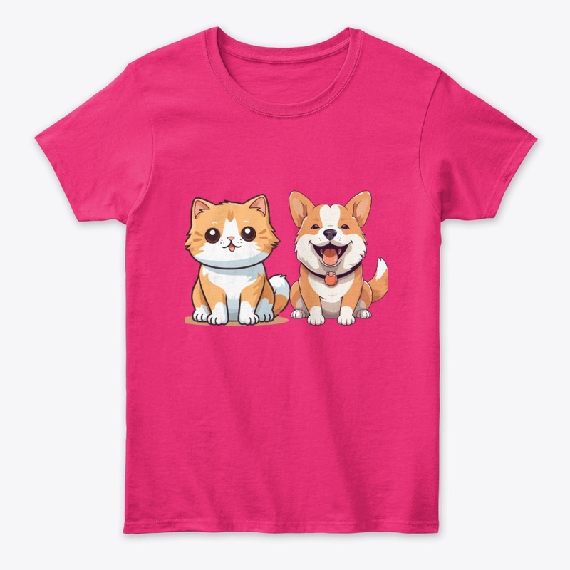 Cute Cartoon Cat and Dog
