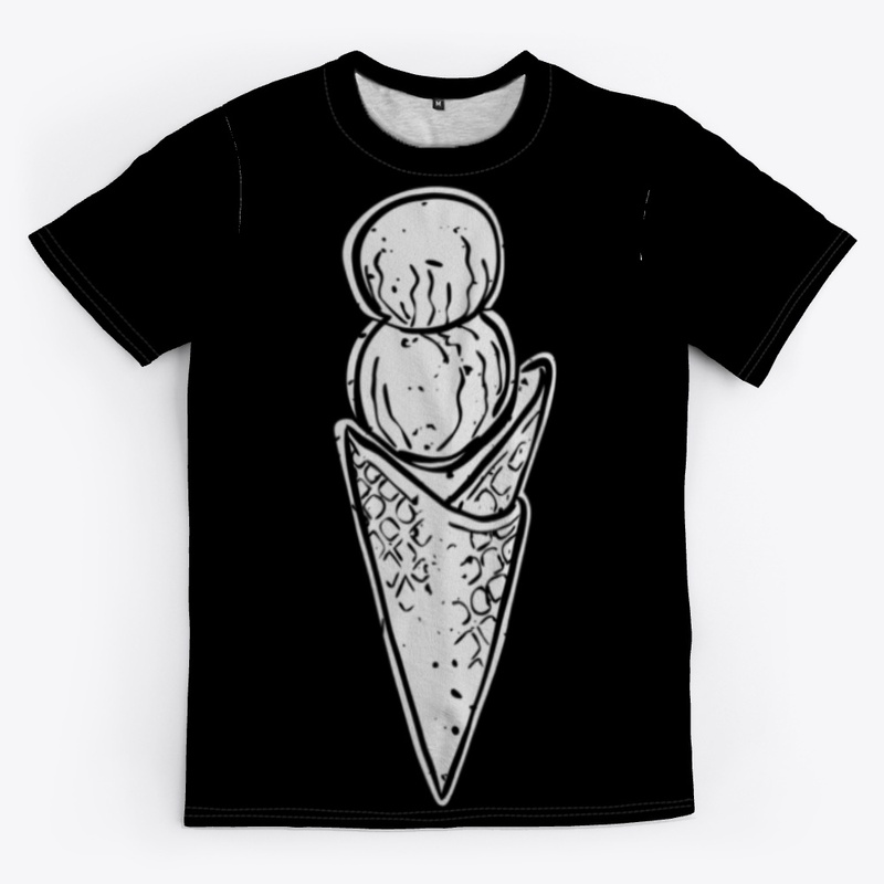 Monotone Ice Cream Cone with Two Scoops 