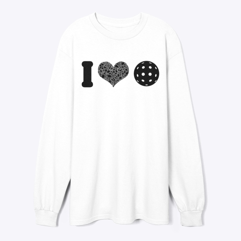 I Heart Pickleball Black w/ Outdoor ball