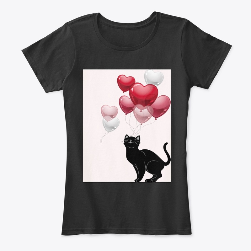 lovely cat playing with red balloons