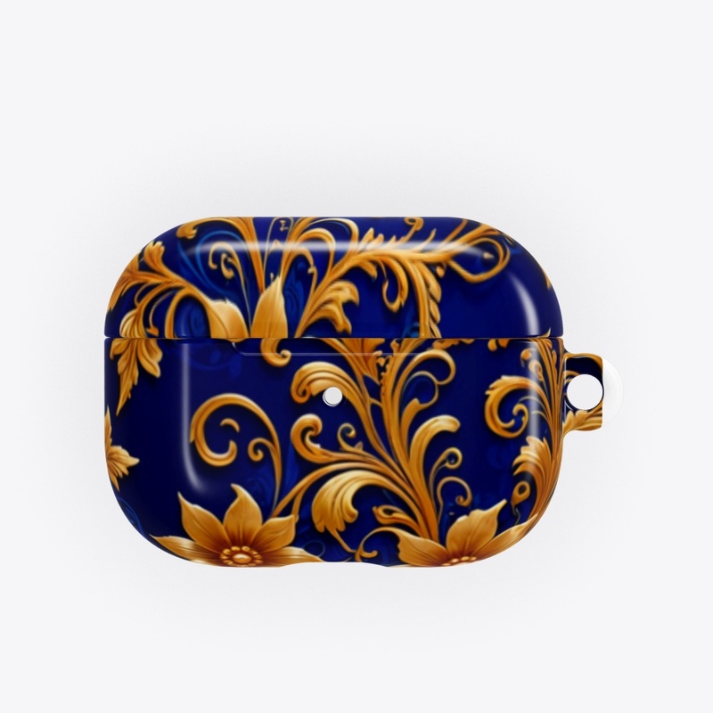 Regal Flourish: Lux Gold on Royal Blue